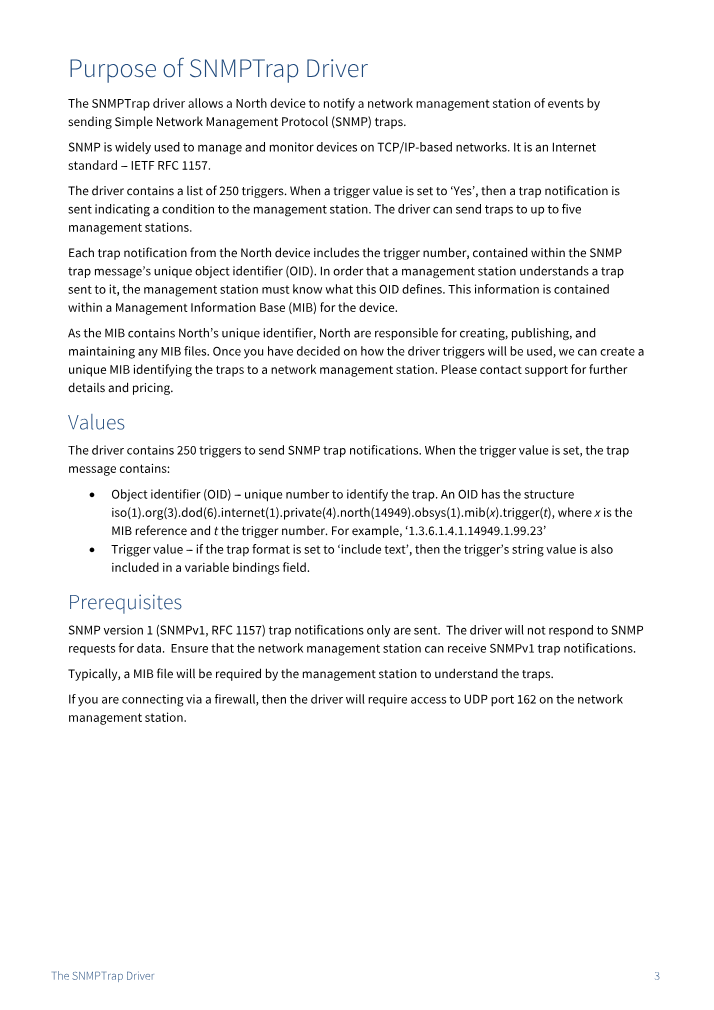 Preview thumbnail of page 3 of the SNMPTrap Driver Manual PDF document.